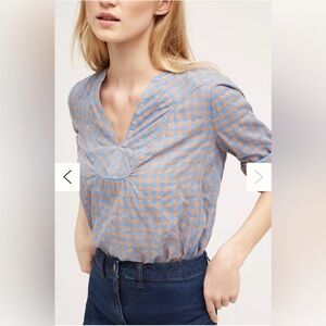 Anthropologie Holding Horses Devon Popover Color Blue Motif Size 0 Plaid Tunic